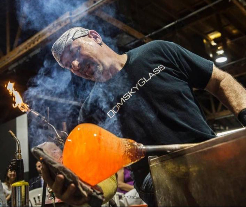 Open House with live glass blowing demonstration domsky glass